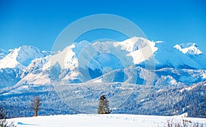 Snowy mountain landscape