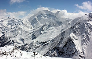 Snowy mountain peak