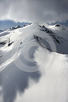 Snowy mountain peak.