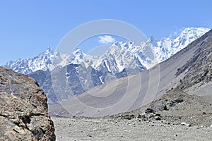 Snowy Mountain Peak of Beautiful Karakoram Range in Pakistan