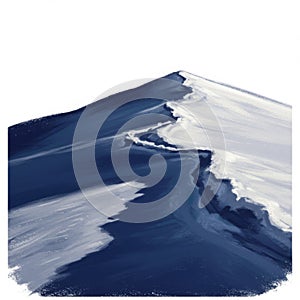 Snowy Mountain Peak with Blue Shadows White Summit and Cold Winter Landscape