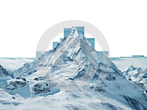 Snowy mountain peak isolated on transparent background