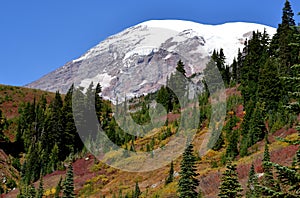 Snowy mountain peak, Mt. Rainier