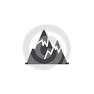 Snowy mountain peak vector icon