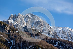 Snowy mountain peaks