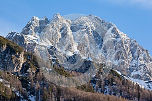 Snowy mountain peaks