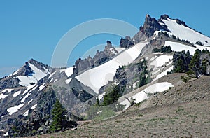 Snowy mountain peaks