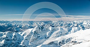 Snowy mountain peaks in cold tirol