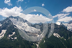 Snowy mountain peaks of Dombai