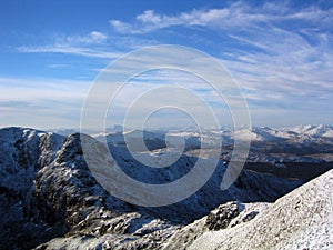 Snowy mountain peaks Scotland photo