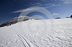 Snowy mountain plain