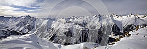 Snowy mountain range background. photo