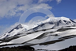 Snowy mountain range Chillan, Chile