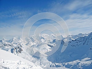 Snowy mountain range French Alpes