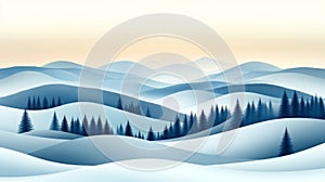 Snowy Mountain Range Winter Landscape