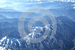 Snowy Mountain Ranges from a top view