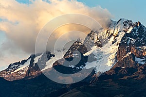 Snowy mountain sacred to the Incas in Peru photo