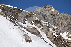 Snowy mountain slope