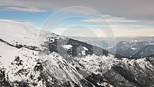 Snowy mountain slopes in the French Alps photo