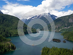 Snowy mountain in spring at Diablo Lake