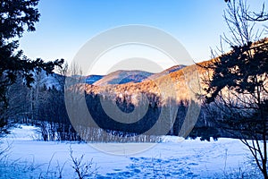 Snowy mountain view in Vermont