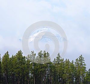 Snowy mountains in Banff National Park.