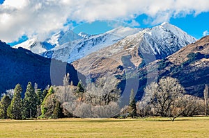 Snowy mountains in Glenorchy, New Zealand