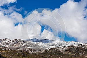 Snowy mountains landscape. Australian Alps, Mount Kosciuszko Nat