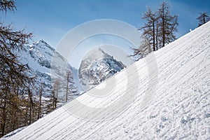 Snowy mountains landscape, italian Alps. Italy