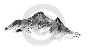 Snowy Mountains - Mountain Peak - isolated on white Background