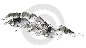 Snowy Mountains - Mountain Peak - isolated on white Background