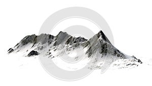 Snowy Mountains - Mountain Peak - isolated on white Background