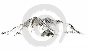 Snowy Mountains - Mountain Peak - isolated on white Background