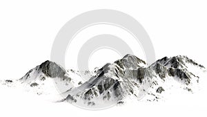 Snowy Mountains - Mountain Peak isolated on white Background