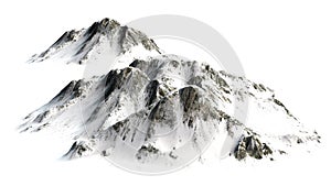 Snowy Mountains - Mountain Peak isolated on white Background