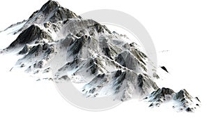 Snowy Mountains - Mountain Peak isolated on white Background