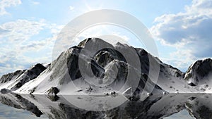 Snowy Mountains - Mountain Peak sisolated on white Background photo