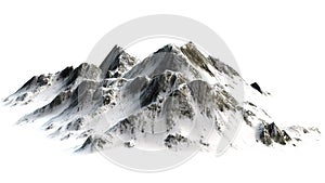 Snowy Mountains - Mountain Peak sisolated on white Background photo