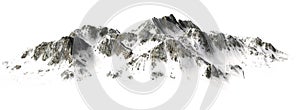 Snowy Mountains - Mountain Peak sisolated on white Background