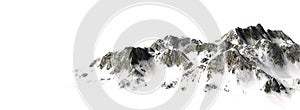 Snowy Mountains Mountain Peak - sisolated on white Background photo