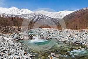 Snowy mountains in Nagano japan