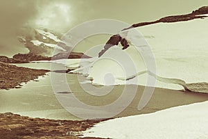 Snowy mountains in Norway photo
