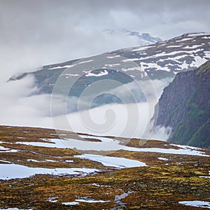 Snowy mountains in Norway photo