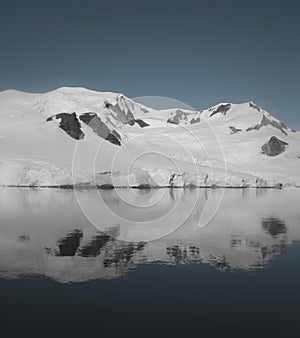 Snowy mountains in Paraiso Bay,