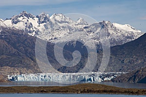Snowy mountains and patagonian glacier