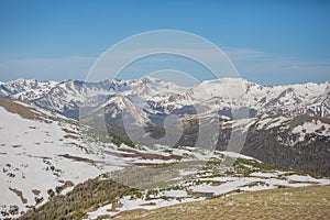 Snowy Mountains on a Summer Day in Rocky Mountain National Park