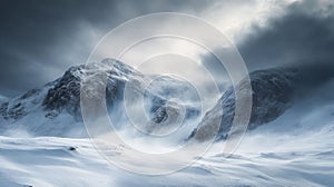 Snowy Mountains Under a Stormy Sky