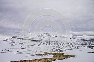 Snowy mountains in winter in Trueba