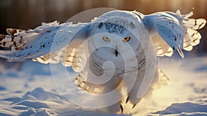 Snowy owl in the Arctic