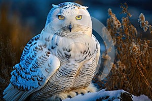 Snowy owl (Bubo scandiacus) in winter